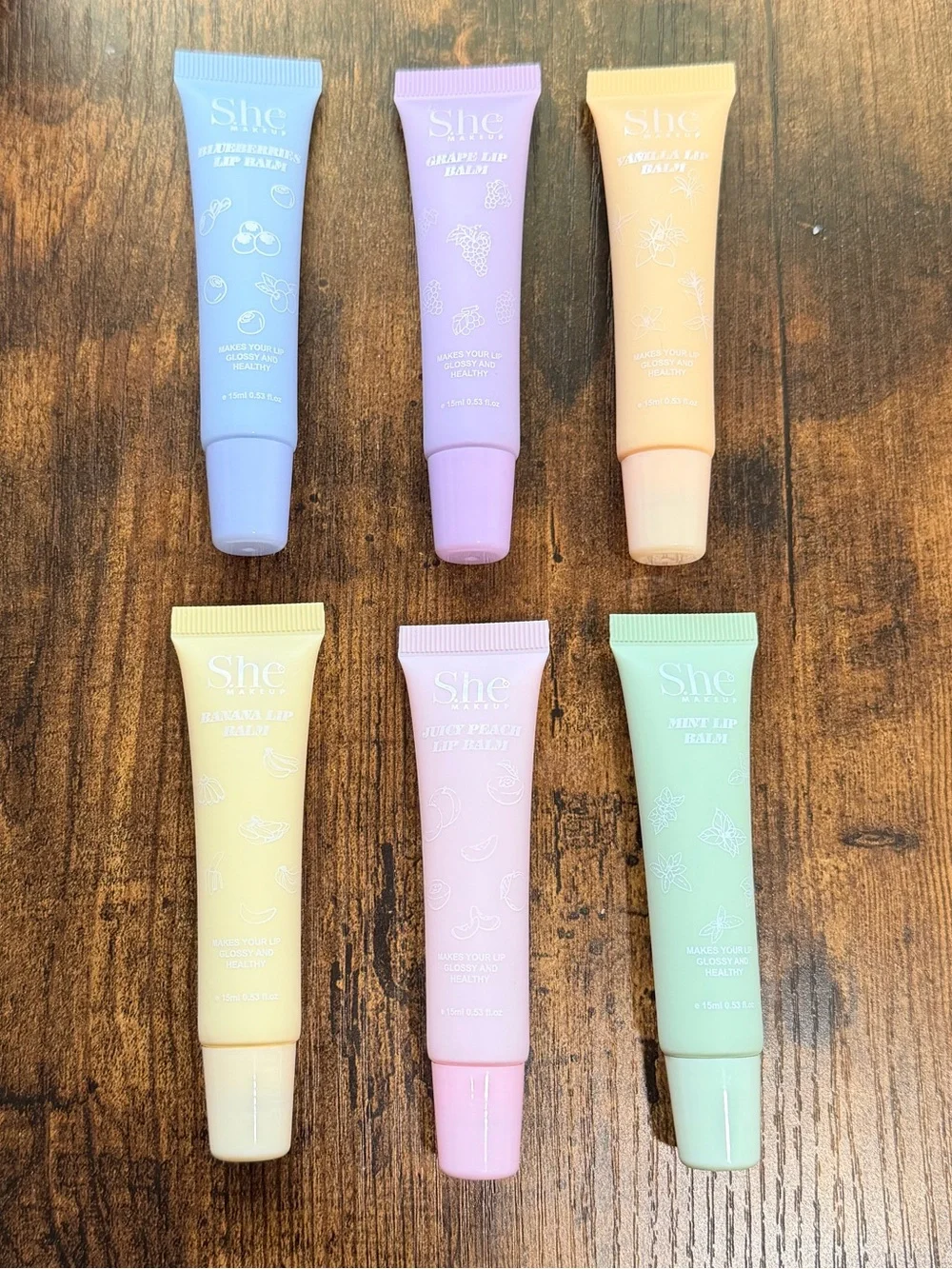 She Makeup Lip Balm Trio Set in Pastel Colors
